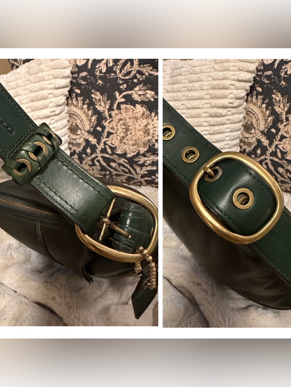 Vintage 2007 Coach Bleecker Tattersall Duffle Bucket Bag | Bottle Green - Picture 11 of 16